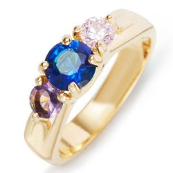 3 Birthstone Gold Plated Engraveable Ring