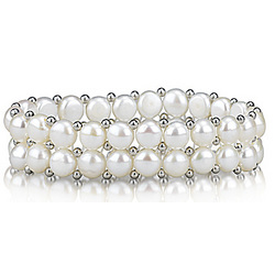 Two Line Button Freshwater Cultured Pearl Bracelet