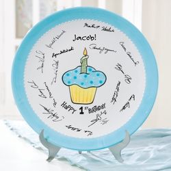Blue 1st Birthday Signature Plate