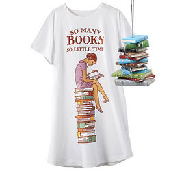 Women's So Many Books Sleepshirt and Stack of Books Ornament