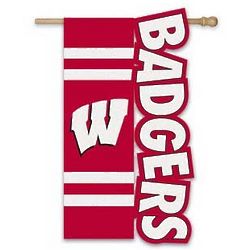 Wisconsin Badgers White and Red Flag