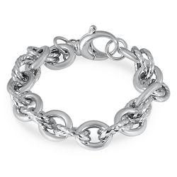 Oval Double Circle Link Bracelet in Sterling Silver