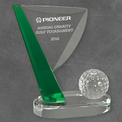 Personalized Crystal Golf Flag Tournament Award
