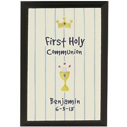 Boy's Personalized First Communion Watercolor Plaque