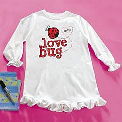 Girl's Personalized Hearts Love Bug Nightgown