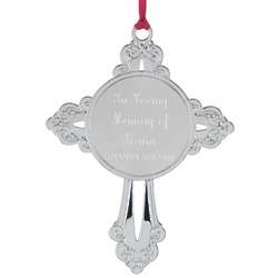 Personalized Silver Tone Cross Ornament