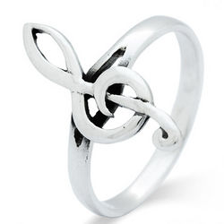 Treble Clef Sterling Silver Ring