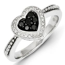 Black Diamond Sterling Silver Heart Promise Ring