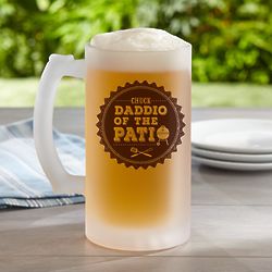Personalized Daddio of the Patio Frosted Beer Mug