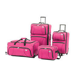 4 Piece Luggage Set in Hot Pink