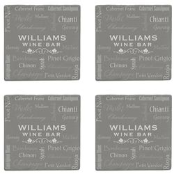 Personalized Wine Talk Marble Coasters in Gray
