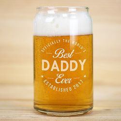Personalized Best Dad Ever Beer Can Glass