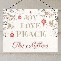Joy Love Peace Personalized 11x14 Wall Hanging