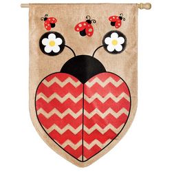 Burlap Love Ladybug House Flag