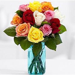 One Dozen Rainbow Mother's Day Roses with Chocolates