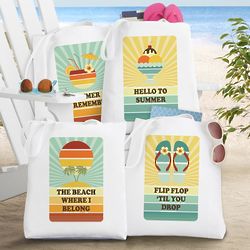 Personalized Retro Beach Tote Bag