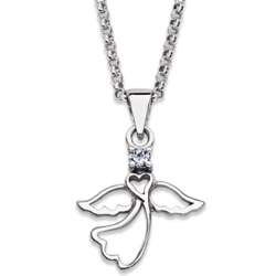Sterling Silver Angel in Flight Necklace with CZ Accent
