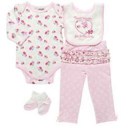 Girl's 4 Piece Floral Layette Set