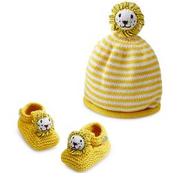 Knit Lion Hat and Bootie Set