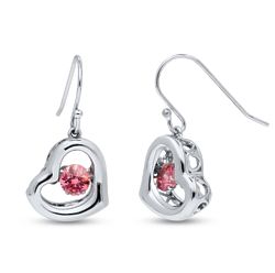 Platinum-Plated Open Heart Dancing Stone Earrings with Swarovski