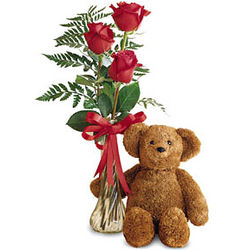 Teddy Bear and Roses Bud Vase