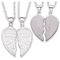 Sterling Silver Share-Able Mom & Daughter Engraved Pendant