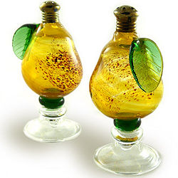 Golden Pear Art Glass Salt and Pepper Shakers