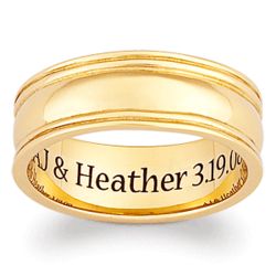 Mens Laser Engraved Double Ridged Message Band