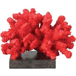 Fire Island Painted Coral Sculpture on Slate Black Base
