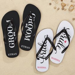 Just Married Personalized Adult Flip Flops
