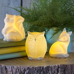3 Ceramic Woodland Animal Night Lights