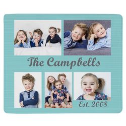 Custom Photo Best Family Plush Throw Blanket in Blue