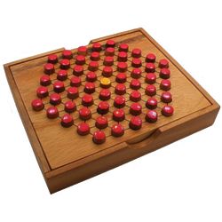 61 Wooden Pegs Solitaire Hexagon Strategy Game