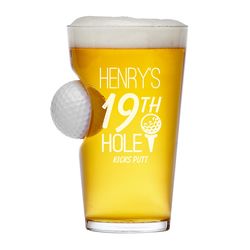 Personalized Golf Lover's Stuck in the 19th Hole Pint Glass