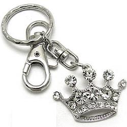 Crown Purse Charm Keychain with Clear Crystals - FindGift.com