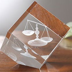 Scales of Justice 3-D Personalized Crystal Sculpture