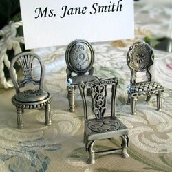 Miniature Pewter Chair Place Card Holders