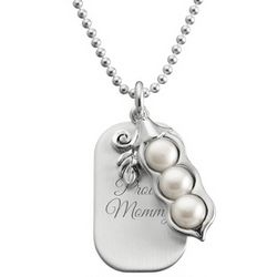 Personalized Sterling Silver 3 Peas in a Pod Necklace
