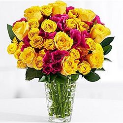 Bright Blooms For Mom With Brilliant Cut Glass Vase And Chocolate
