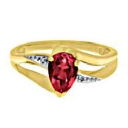 Lab-Created Ruby and Diamond Ring in 10 Karat Yellow Gold