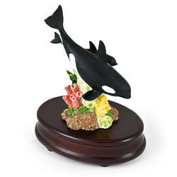 Mother and Baby Killer Whales Musical Figurine
