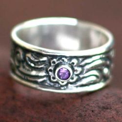 Nature Men's Amethyst & Sterling Silver Ring