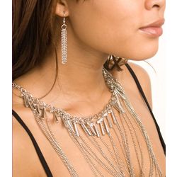 Layered Rhinestone Statement Necklace and Earring Set