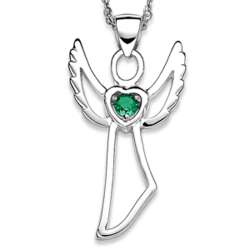 Sterling Silver Birthstone Angel Necklace