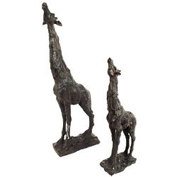 Gazing Giraffe Sculptures with a Charcoal Finish