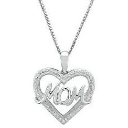 Diamond Mom Heart Pendant in Sterling Silver