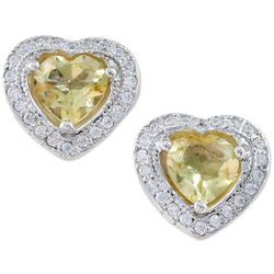 Sparkling Hearts Citrine Stud Earrings