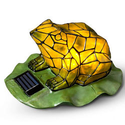 Mosaic Frog Solar Garden Statue