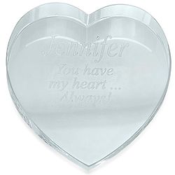 Personalized 3" Crystal Heart Paperweight