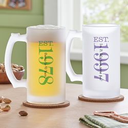 Personalized Birthday Established Frosted Beer Mug